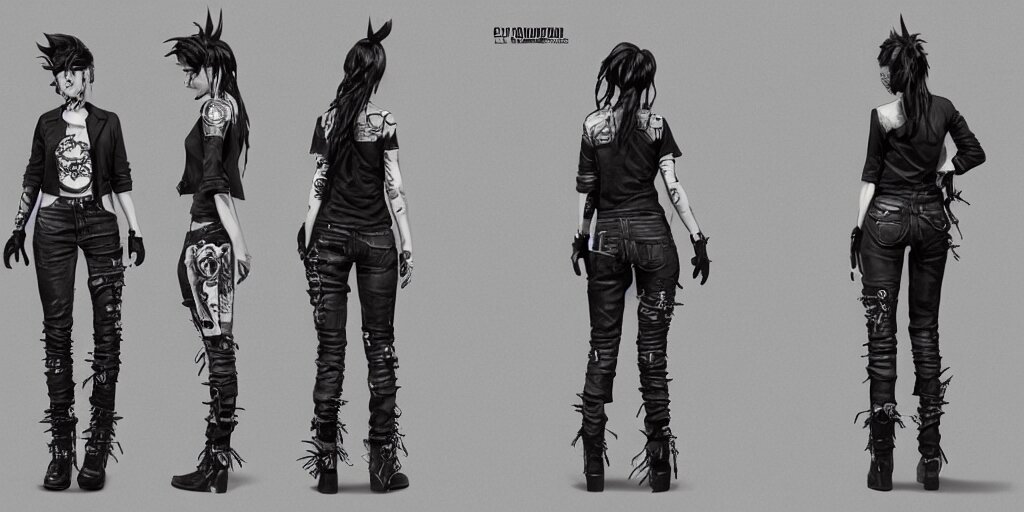 Lexica - Gina is a punk rocker, character sheet, concept design ...