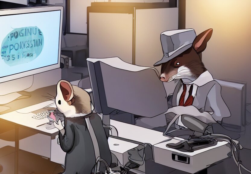 Lexica - possum dressed as an office worker, working on a desktop ...