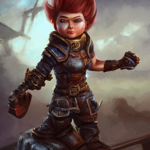 Lexica - Full body portrait of a scrappy female gnome engineer with ...