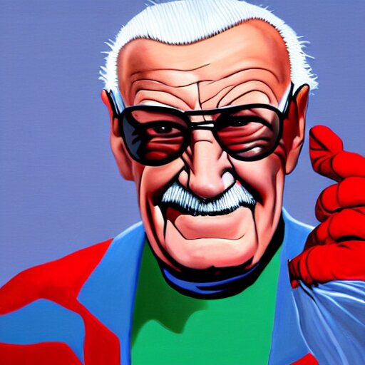 Lexica - Photorealistic Painting Of Stan Lee Wearing A Spider - Man 