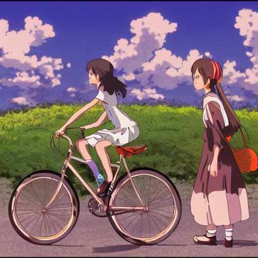 Lexica - Anime girl riding bicycle in highly detailed japanese ...