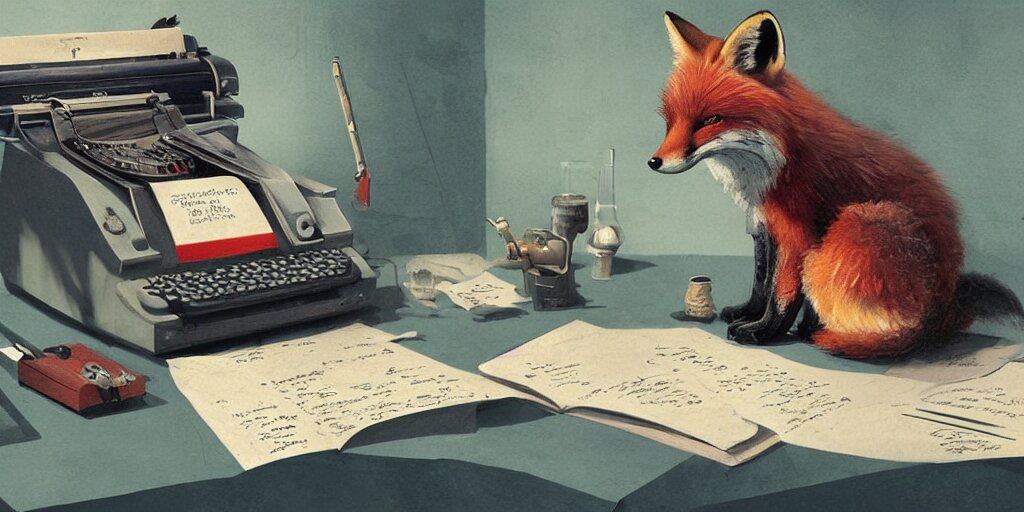 Lexica - Fox using an olivetti to write a script but he ’ s not sure ...