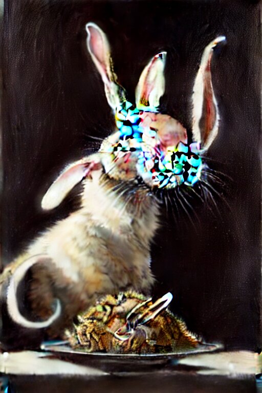 Lexica - Baroque oil painting handsome rabbit in elegant black suit ...