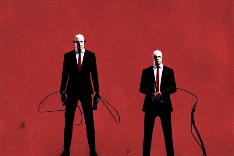 Lexica - An expressive portrait of agent 4 7 from hitman wearing ...