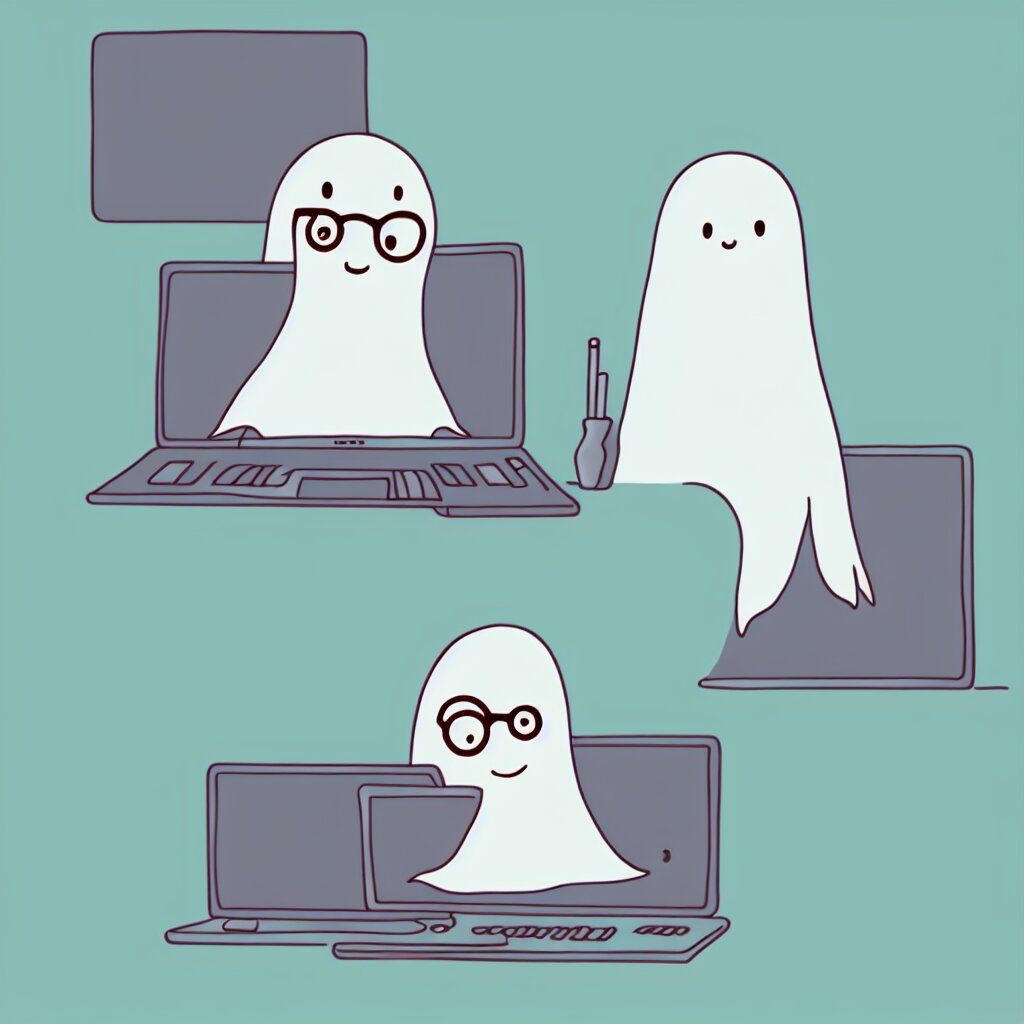 Lexica - Illustration of a cute friendly ghost with glasses with a ...