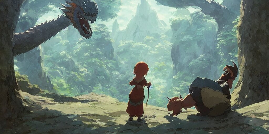 Lexica - A dwarf and his small pet dragon drinking a beer together ...