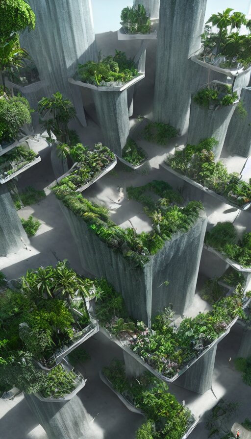 Lexica - A futuristic Hanging Gardens of Babylon, sweat drops, insane ...