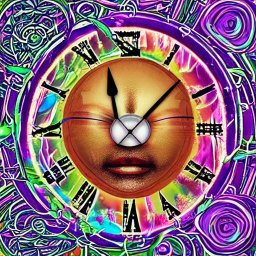 trippy face album cover clocks Arthub.ai