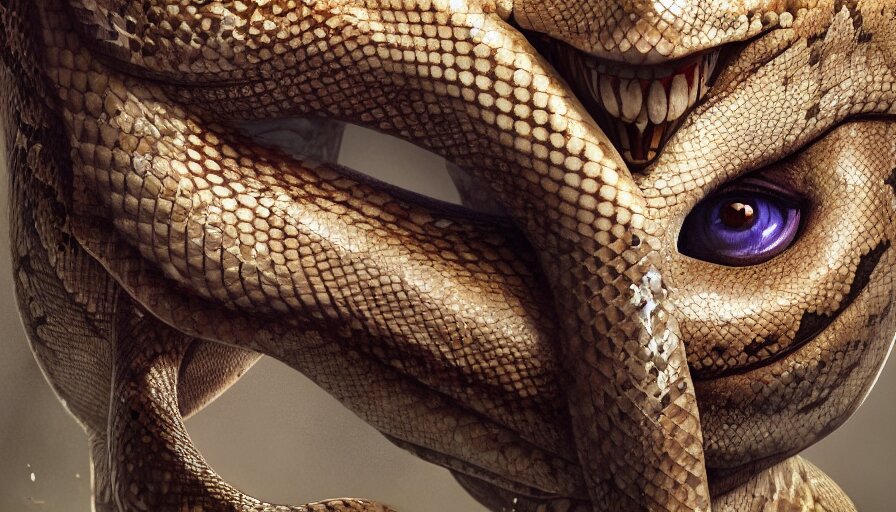 Lexica - Hybrid of a happy snake diamonds and sad clown, rule of thirds ...