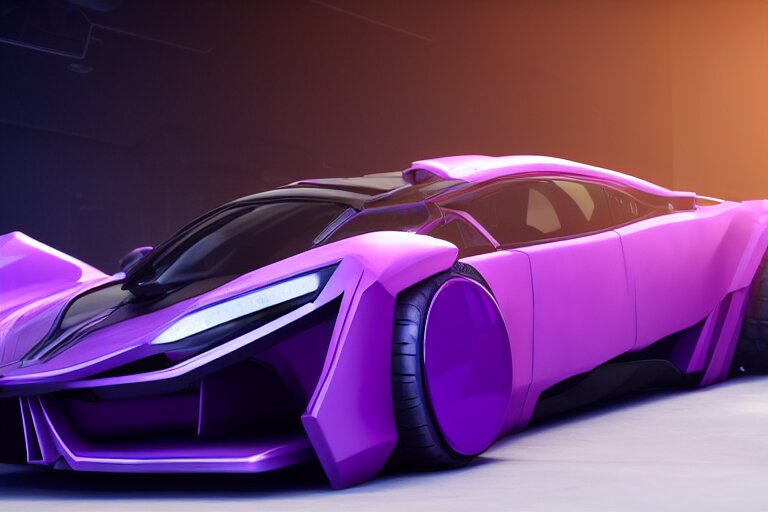 cyberpunk purple batmobile concept inspired sports car, futurist ...