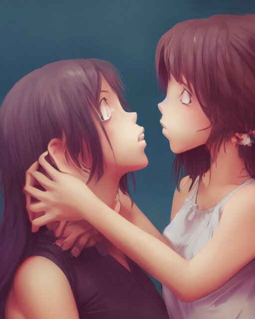 ArtStation - Two girls hugging