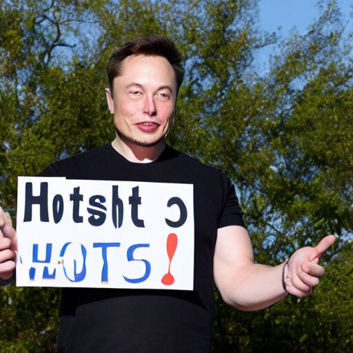 Lexica - Elon Musk holding a sign saying Free Hotdogs, highly detailed ...