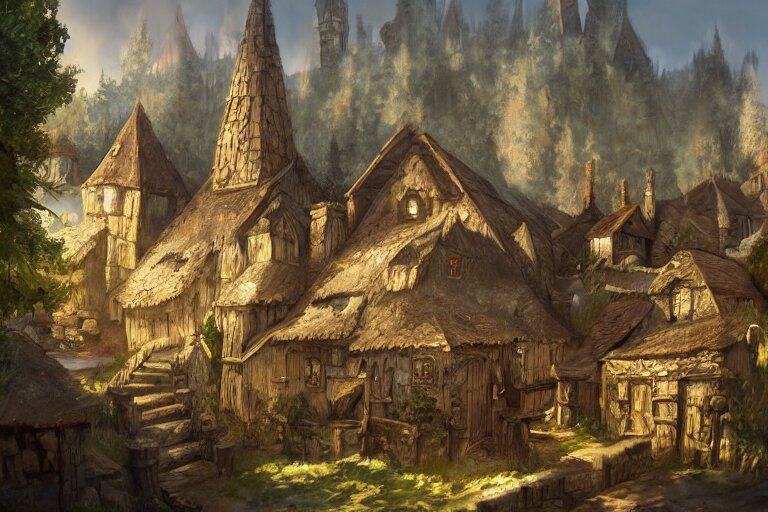 Lexica - A small medieval village, fantasy, D&D, concept art, sharp ...