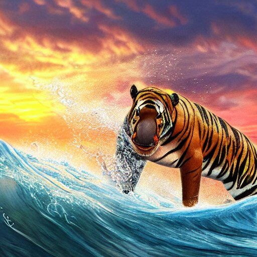 Lexica - A closeup photorealistic render of a cute smiling tiger ...