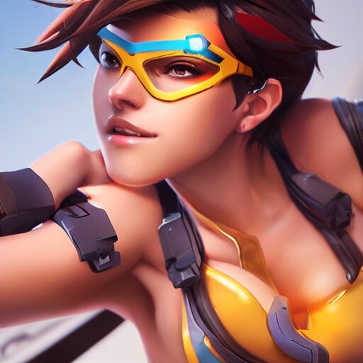 Lexica - Overwatch tracer in a bikini, digital art, pretty face, very  beautiful face, very detailed eyes, 8 k resolution, by wlop, greg rutkowski,  fu