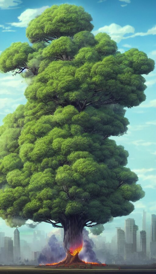 Lexica - A highly detailed matte painting of the biggest tree ever with ...