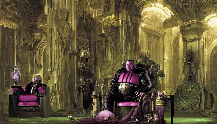 Lexica - Shaun ryder as baron harkonnen wearing a leather spacesuit and ...
