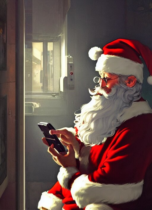 Lexica - Highly detailed portrait of santa claus playing with a game ...