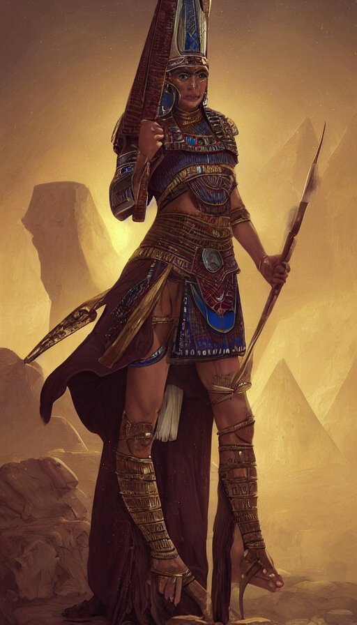 Lexica - Female egyptian warrior in a winter night, shaman clothing ...