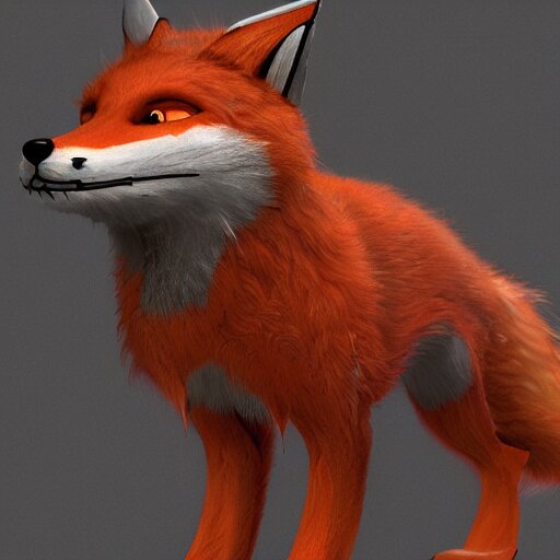 mechanical fox with robo tech, apocalyptic elements, art render ...