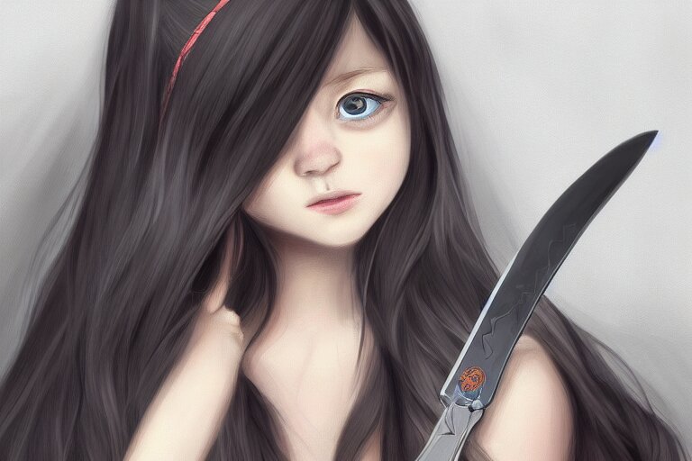 cute girl with knife