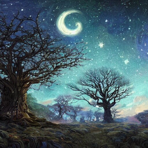 Lexica - Magical tree, starry night, trending on artstation, pixiv ...