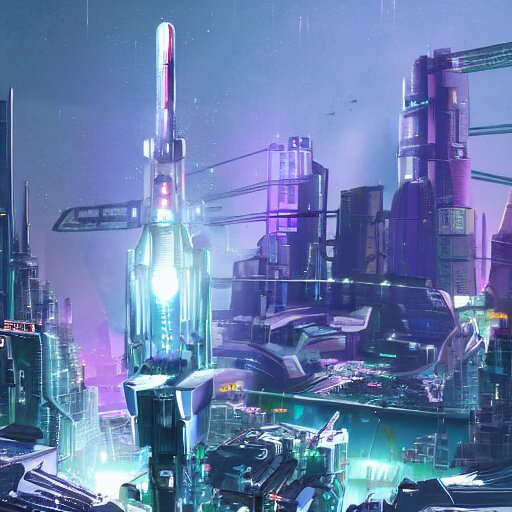 Lexica - A large cyber punk metropolis with a futuristic rocket ...