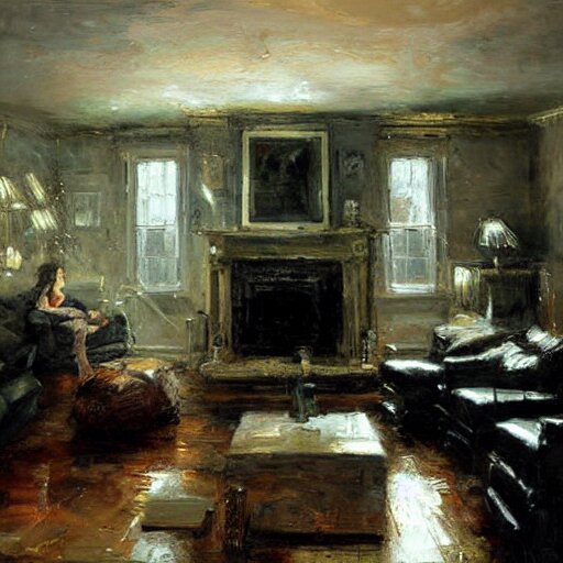 modem living room painting by jeremy mann Arthub.ai