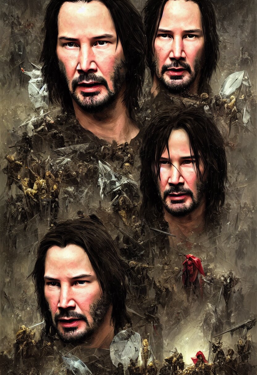 Lexica - Young keanu reeves as donald trump, legendary warrior, heroic ...