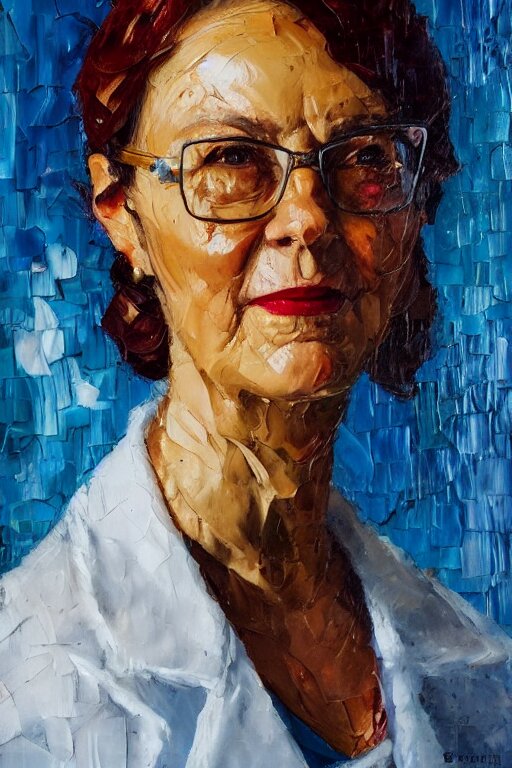 Lexica Palette knife oil painting portrait of dr. selma perrin is an