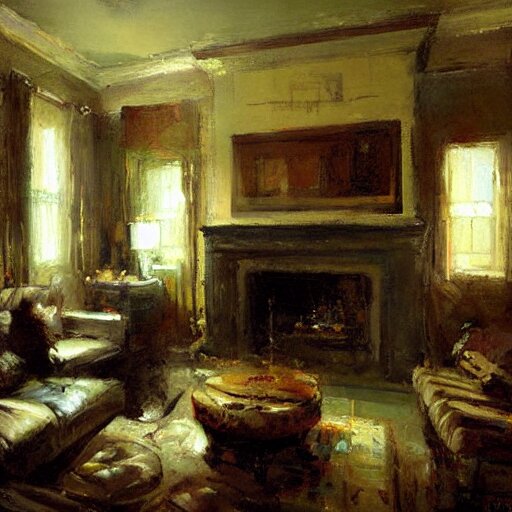modem living room painting by jeremy mann Arthub.ai