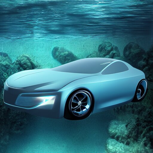 swimming car, underwater car, concept design, 8k, digital art Arthub.ai