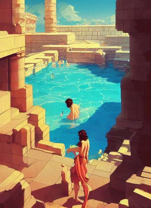 Lexica - A pools in front of a roman temple, glorious, epic scene ...