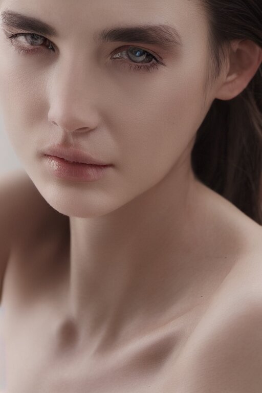 Lexica - 2 4 year old female neck model, wearing white v - neck top ...