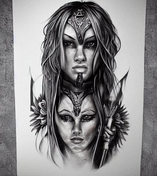 female warrior tattoo