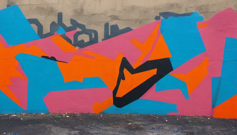 Lexica - Stray dog sleeping under graffiti 3 d street art depicting ...