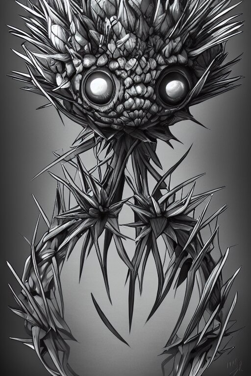 Lexica - A humanoid artichoke monster with large orb eyes, highly ...