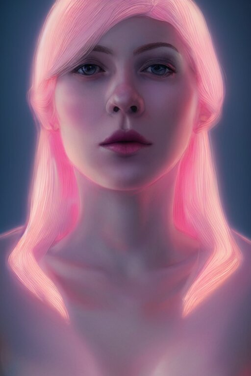 Portrait of a beautiful pale skin Nordic female with short pink