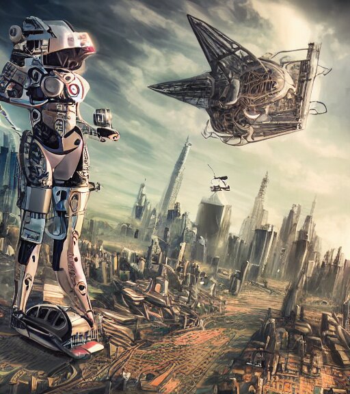 Lexica - Ketamine dreams, futuristic city with cyborg women on rocket ...