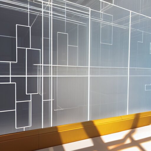 Lexica - Array of translucent walls in wide abstract space, raytracing ...