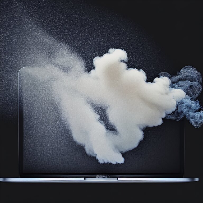 Lexica - A portrait of a macbook disintegration in dust and smoke ...