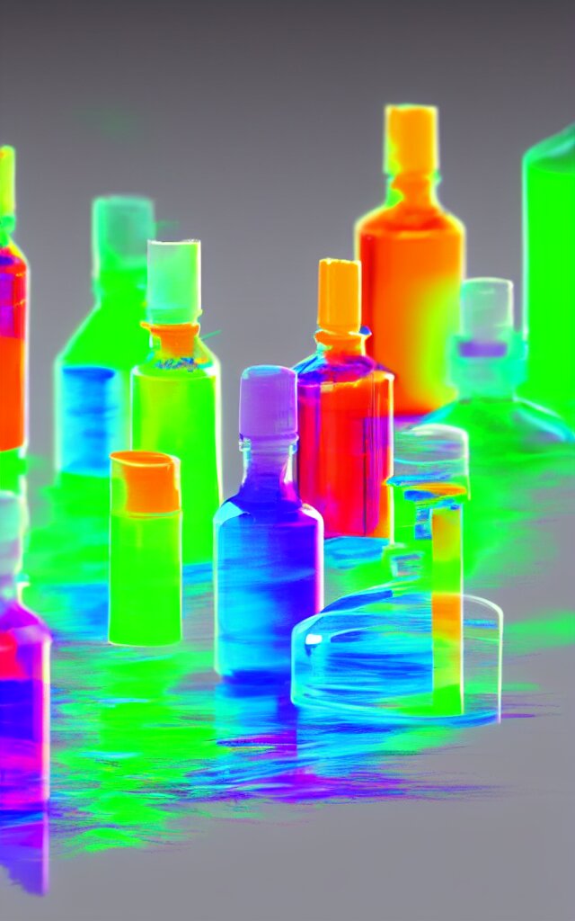 Lexica A set of paint vials full of fluorescent neon dye on top of a