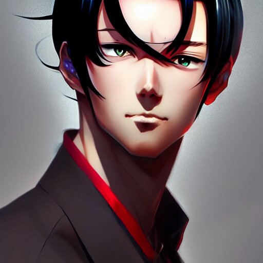 Lexica - Anime portrait of a slick black hair guy with red eyes by ...