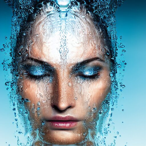 water artwork manipulation in the shape of a beautiful female he