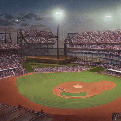 Lexica - Baseball tidal wave over 1940s baseball park, concept art, by ...