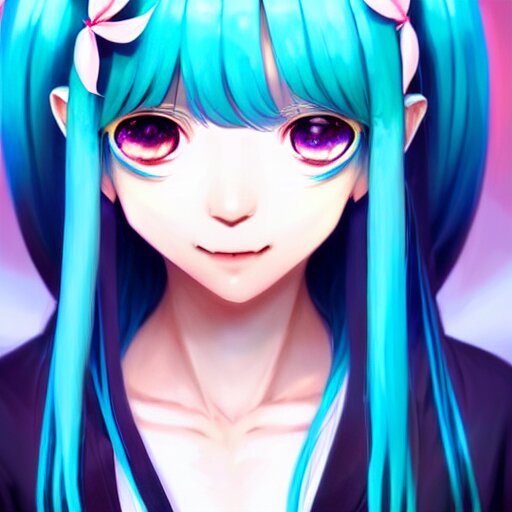 Lexica - Portrait of hatsune miku in miko clothes, anime digital art ...