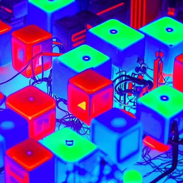 Lexica - A chain of plexus cyberpunk colorful cubes locked and ...