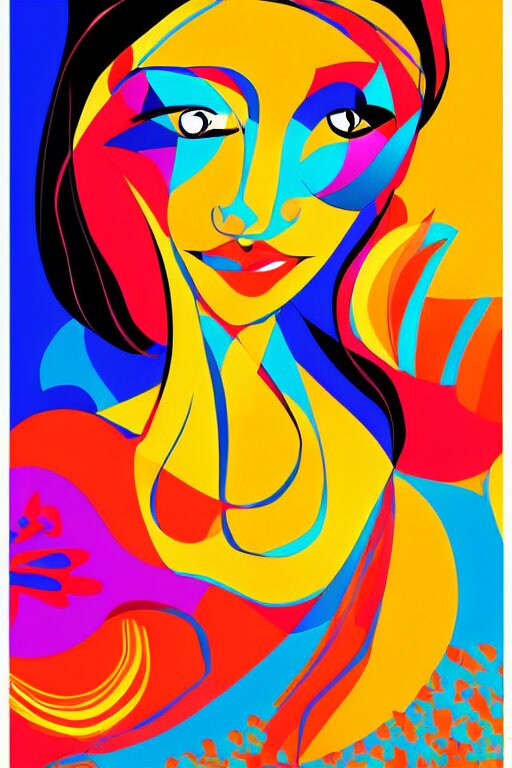 Lexica - Vector style the abstract painting of an image of a lady ...