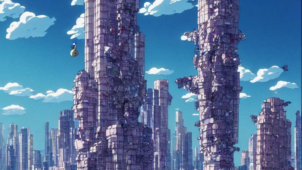 Lexica - Sky scraper in the shape of a rabbit, anime film still from ...