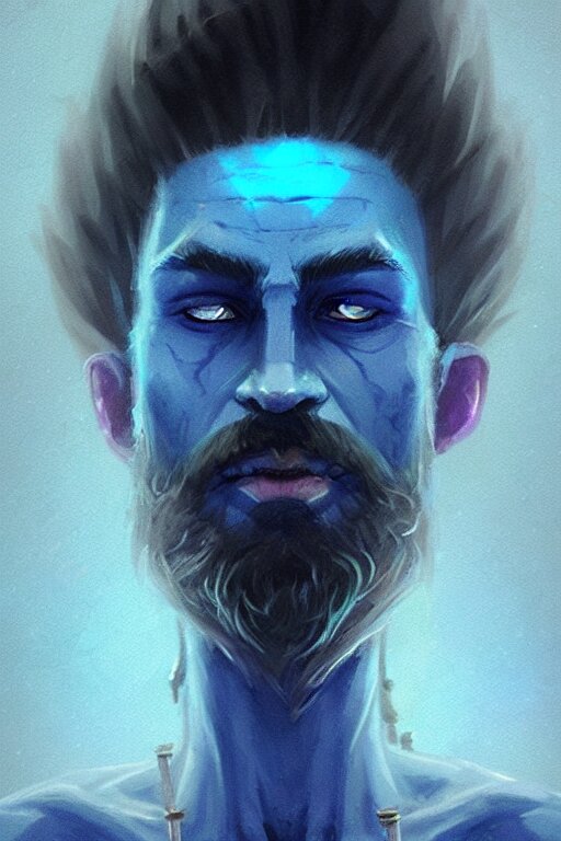 Lexica - Portrait of a blue skin genasi with a square jaw from d & d by ...